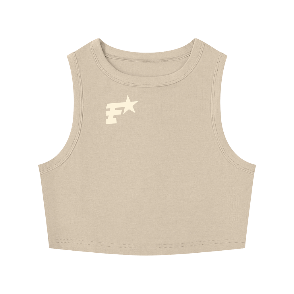 Women's Crewneck Crop F.A.T Star Tank Top Khaki