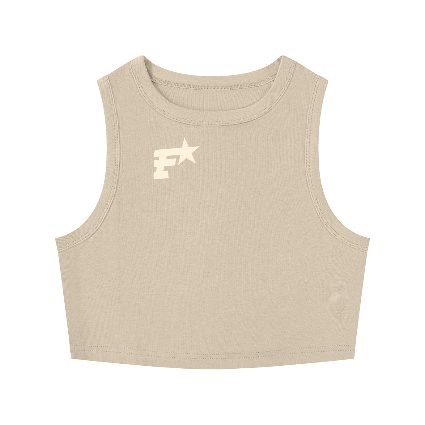 Women's Crewneck Crop F.A.T Star Tank Top Khaki